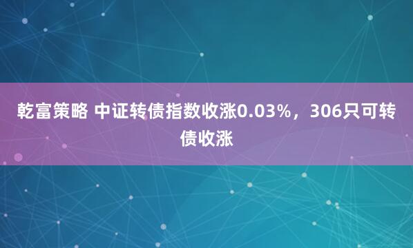 乾富策略 中证转债指数收涨0.03%，306只可转债收涨